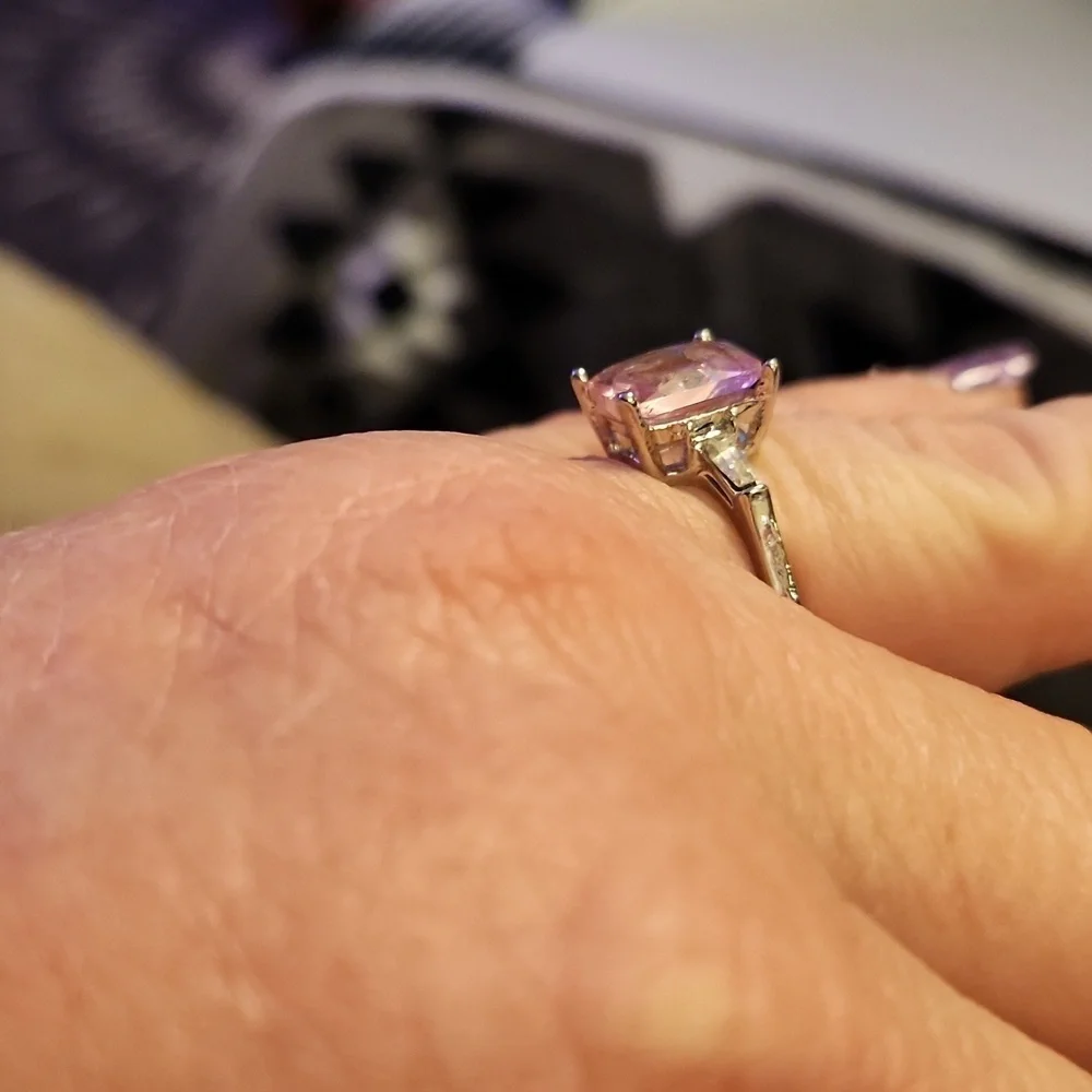 Square Pink stoned Zircon Ring NIP